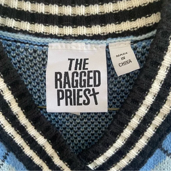 Ragged Priest argyle cropped sweater Large - Picture 6 of 10